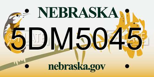 5DM5045 Nebraska License Plate