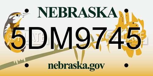 5DM9745 Nebraska License Plate