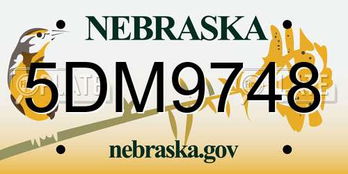5DM9748 Nebraska License Plate