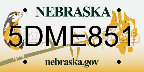 5DME851 Nebraska License Plate