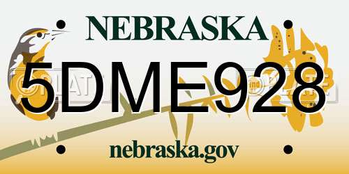 5DME928 Nebraska License Plate