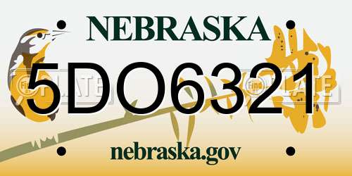 5DO6321 Nebraska License Plate