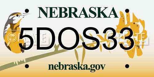 5DOS33 Nebraska License Plate