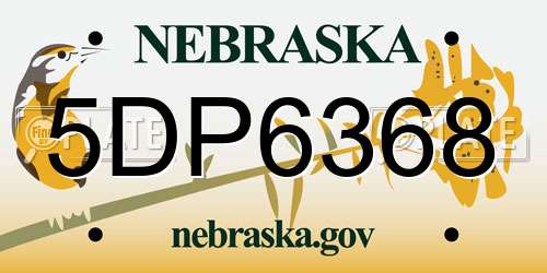 5DP6368 Nebraska License Plate