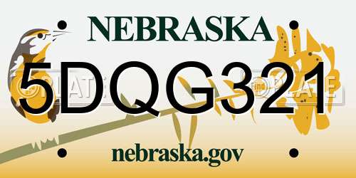 5DQG321 Nebraska License Plate