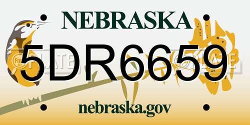 5DR6659 Nebraska License Plate