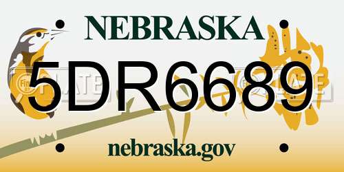 5DR6689 Nebraska License Plate