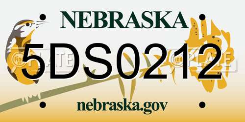 5DS0212 Nebraska License Plate