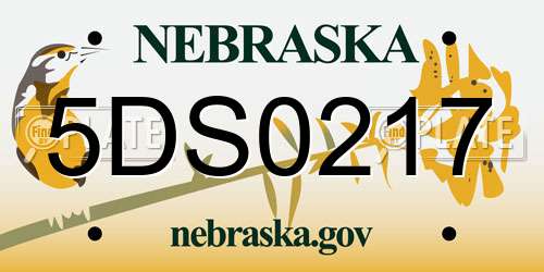 5DS0217 Nebraska License Plate