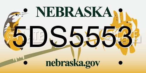 5DS5553 Nebraska License Plate