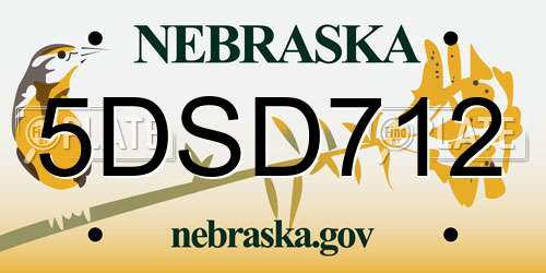 5DSD712 Nebraska License Plate