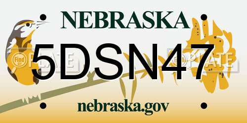 5DSN47 Nebraska License Plate