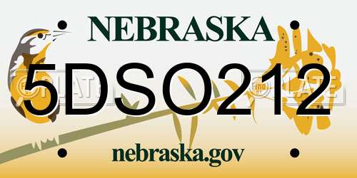 5DSO212 Nebraska License Plate