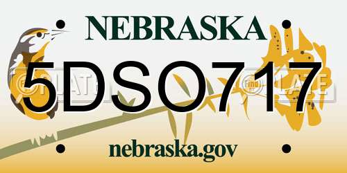 5DSO717 Nebraska License Plate