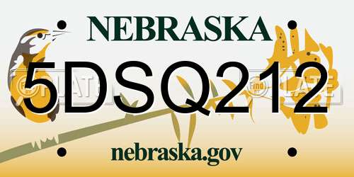 5DSQ212 Nebraska License Plate