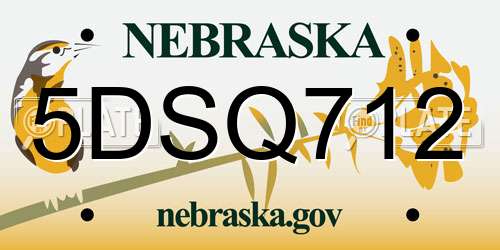 5DSQ712 Nebraska License Plate