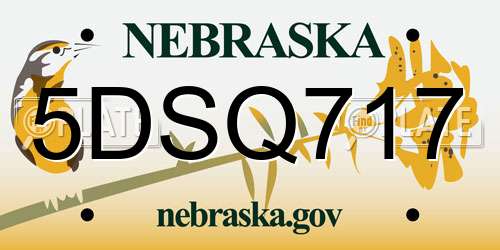 5DSQ717 Nebraska License Plate