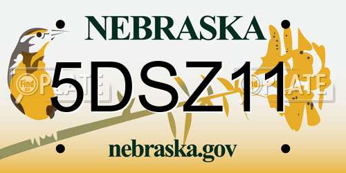 5DSZ11 Nebraska License Plate