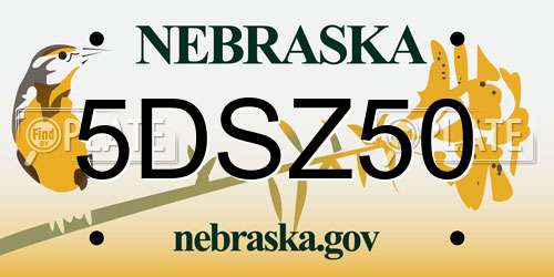 5DSZ50 Nebraska License Plate