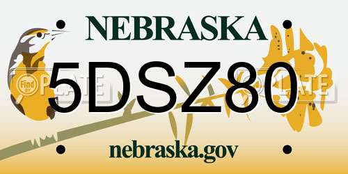 5DSZ80 Nebraska License Plate