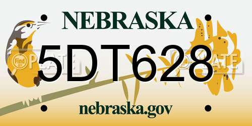 5DT628 Nebraska License Plate