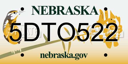 5DTO522 Nebraska License Plate