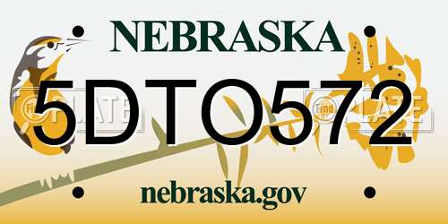 5DTO572 Nebraska License Plate