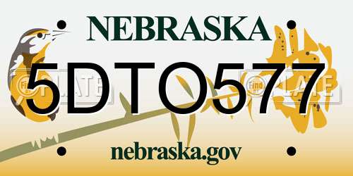 5DTO577 Nebraska License Plate
