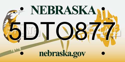5DTO877 Nebraska License Plate