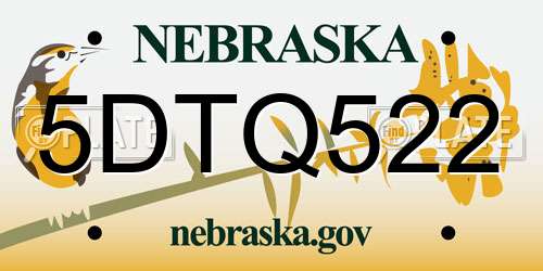 5DTQ522 Nebraska License Plate