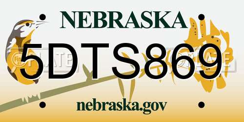 5DTS869 Nebraska License Plate