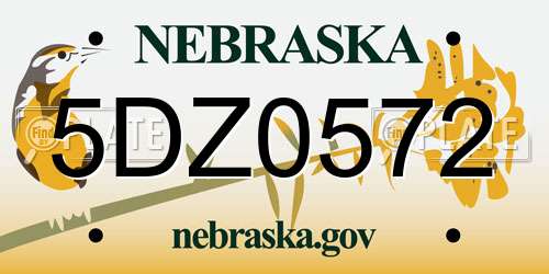 5DZ0572 Nebraska License Plate