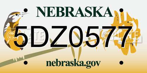 5DZ0577 Nebraska License Plate
