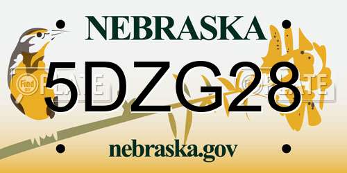 5DZG28 Nebraska License Plate