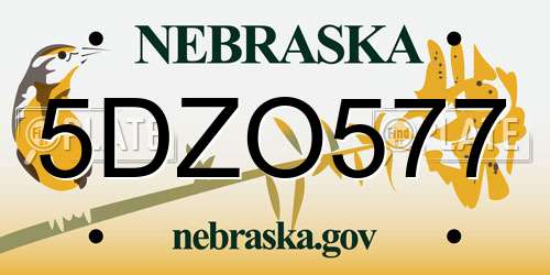 5DZO577 Nebraska License Plate