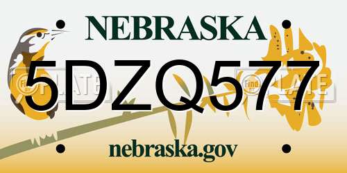 5DZQ577 Nebraska License Plate