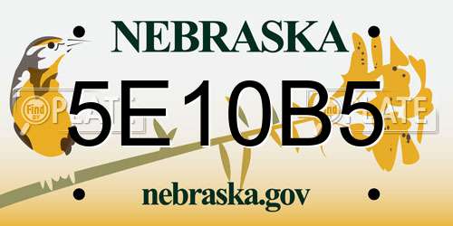 5E10B5 Nebraska License Plate
