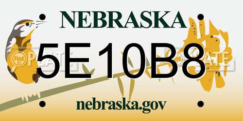 5E10B8 Nebraska License Plate