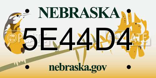 5E44D4 Nebraska License Plate