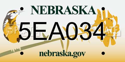 5EA034 Nebraska License Plate