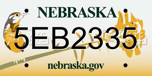 5EB2335 Nebraska License Plate