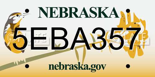 5EBA357 Nebraska License Plate