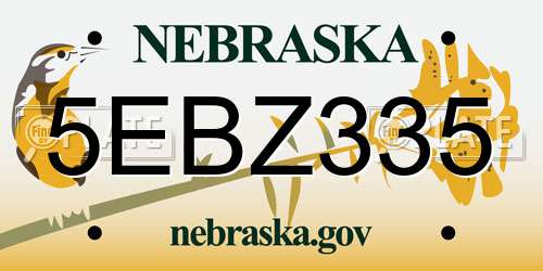 5EBZ335 Nebraska License Plate