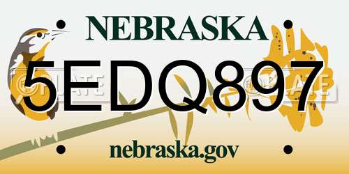 5EDQ897 Nebraska License Plate