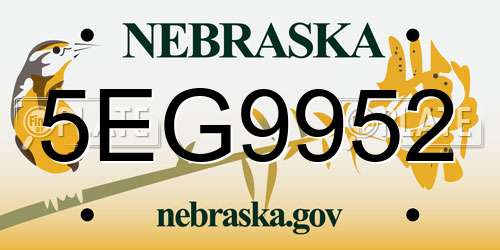 5EG9952 Nebraska License Plate