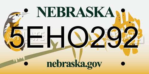 5EHO292 Nebraska License Plate