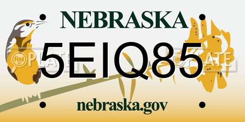 5EIQ85 Nebraska License Plate