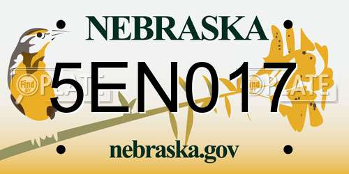 5EN017 Nebraska License Plate