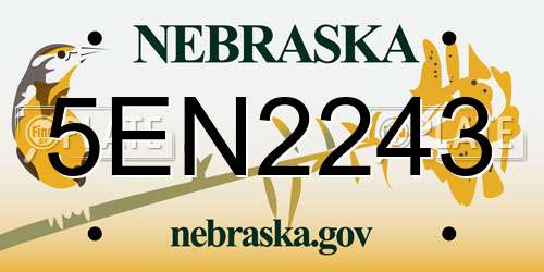 5EN2243 Nebraska License Plate