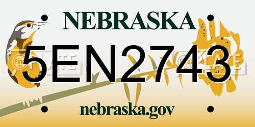 5EN2743 Nebraska License Plate